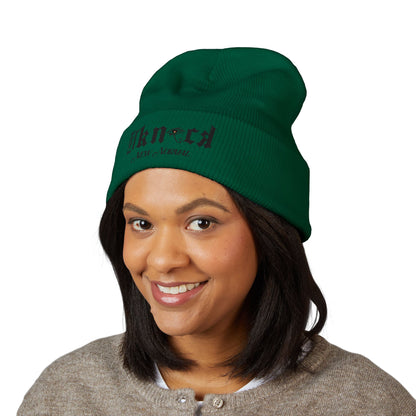 Embroidered 'Kneed New Normal' Cuffed Beanie – Gothic Streetwear Knit Hat