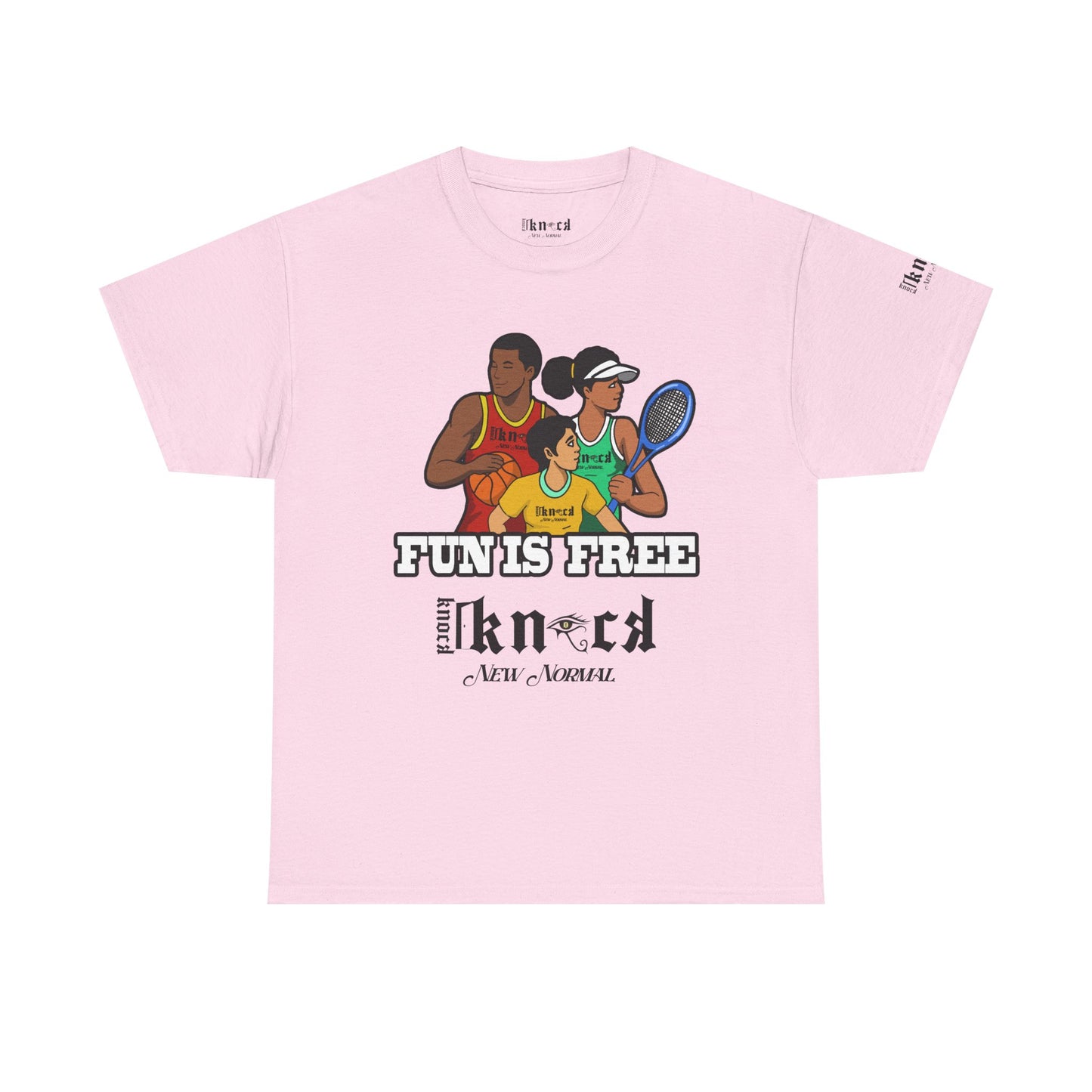 T-Shirt — "Fun Is Free" Sports Graphic Tee (Tennis & Basketball)