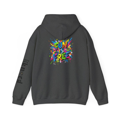 Hoodie - 'Fun Is Free' Color Splash Graphic Hoodie with 'kn?cd' Gothic Logo