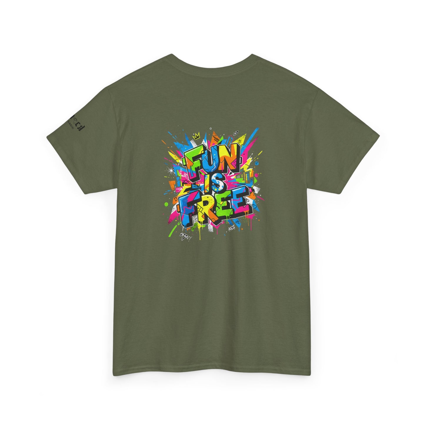 T-Shirt — "Fun Is Free" Sports Graphic Tee (Tennis & Basketball)
