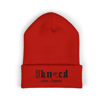 Embroidered 'Kneed New Normal' Cuffed Beanie – Gothic Streetwear Knit Hat