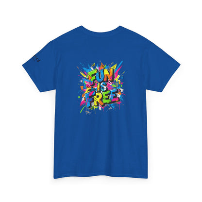 T-Shirt — "Fun Is Free" Sports Graphic Tee (Tennis & Basketball)