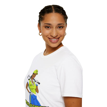 Women’s Golf T‑Shirt – Confident Female Golfer Graphic