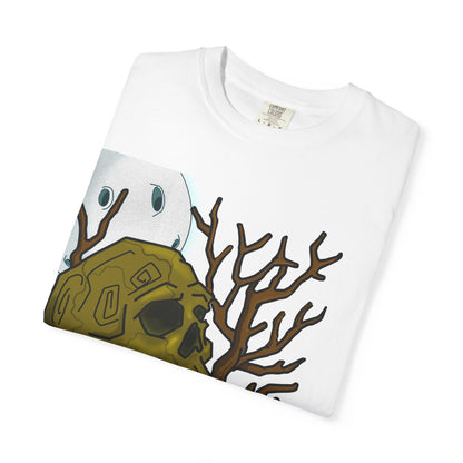 Graphic T‑Shirt — 'Knock Knock New Normal' Skull & Tree Illustration