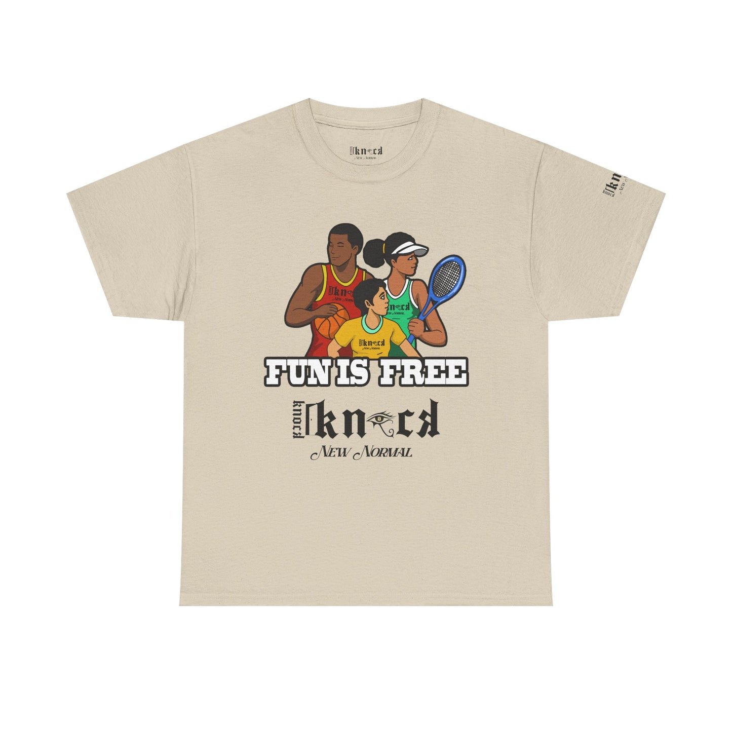 T-Shirt — "Fun Is Free" Sports Graphic Tee (Tennis & Basketball)