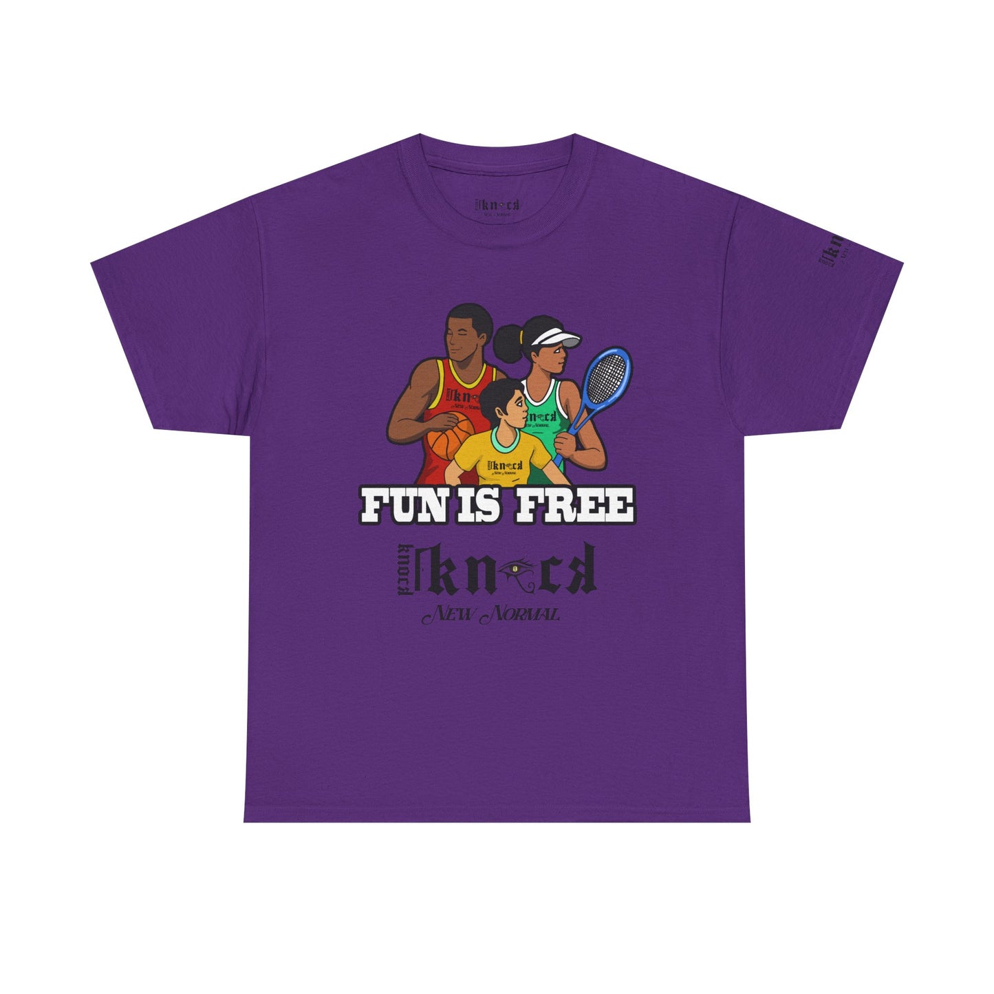 T-Shirt — "Fun Is Free" Sports Graphic Tee (Tennis & Basketball)