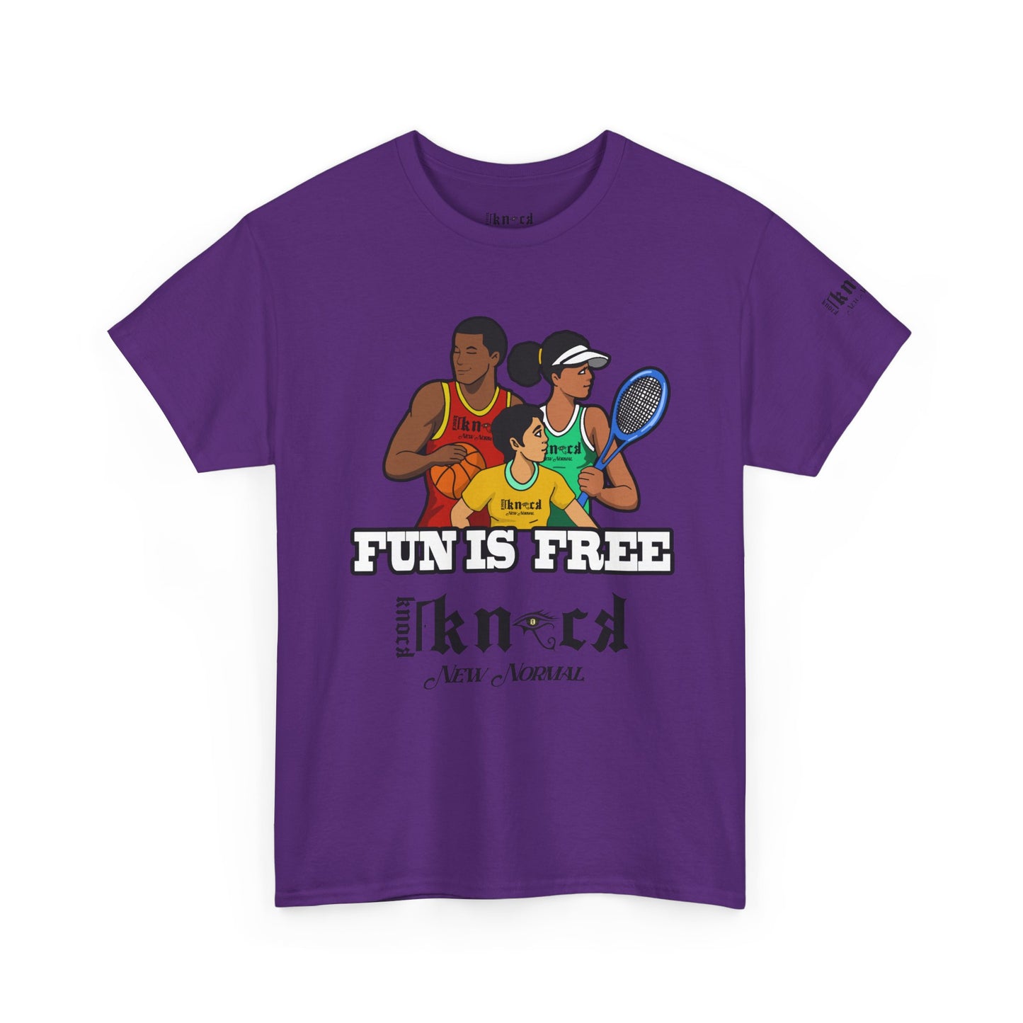 T-Shirt — "Fun Is Free" Sports Graphic Tee (Tennis & Basketball)