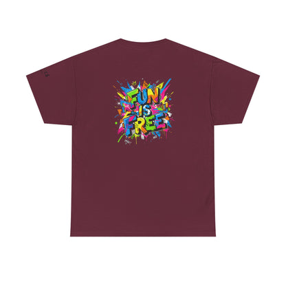 T-Shirt — "Fun Is Free" Sports Graphic Tee (Tennis & Basketball)