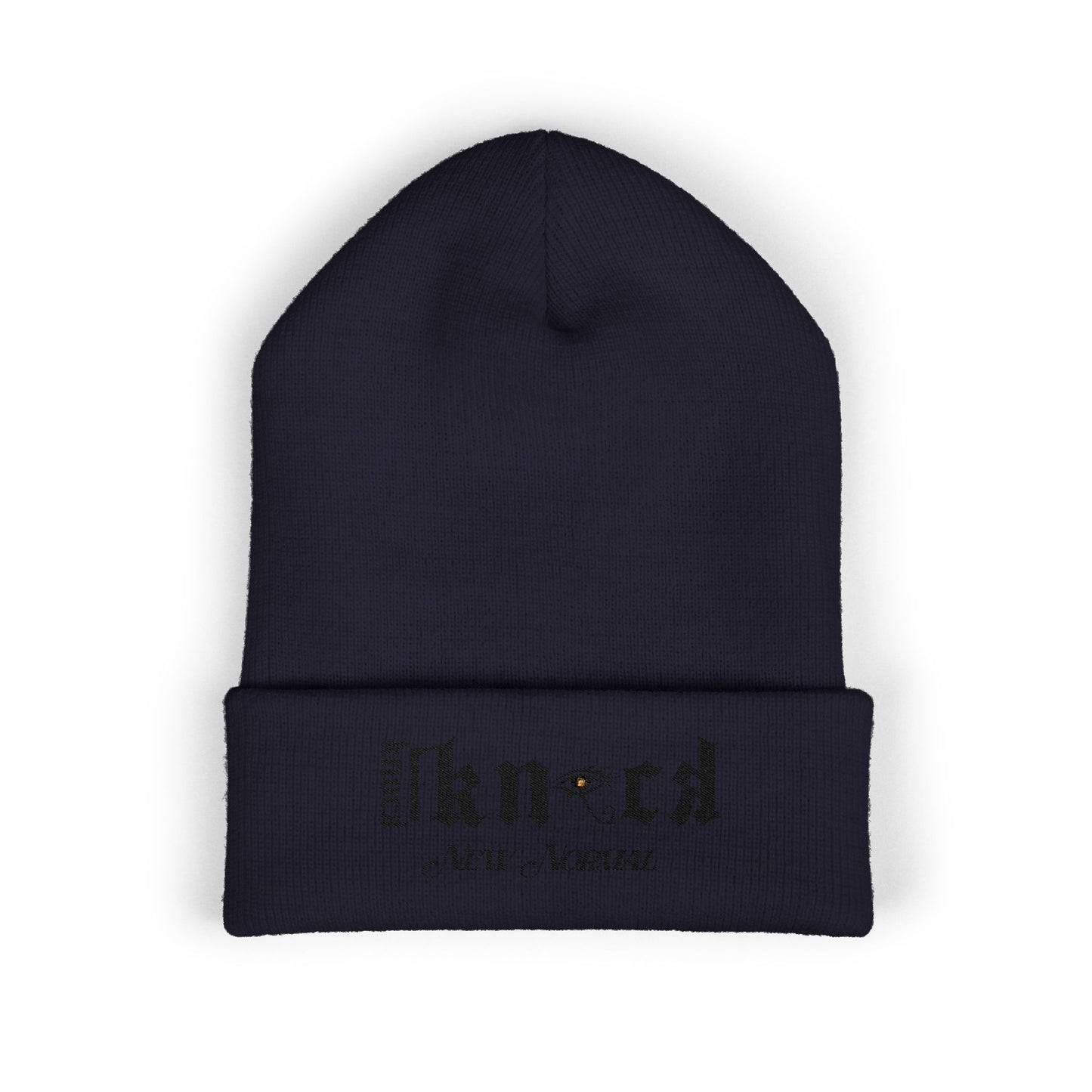 Embroidered 'Kneed New Normal' Cuffed Beanie – Gothic Streetwear Knit Hat