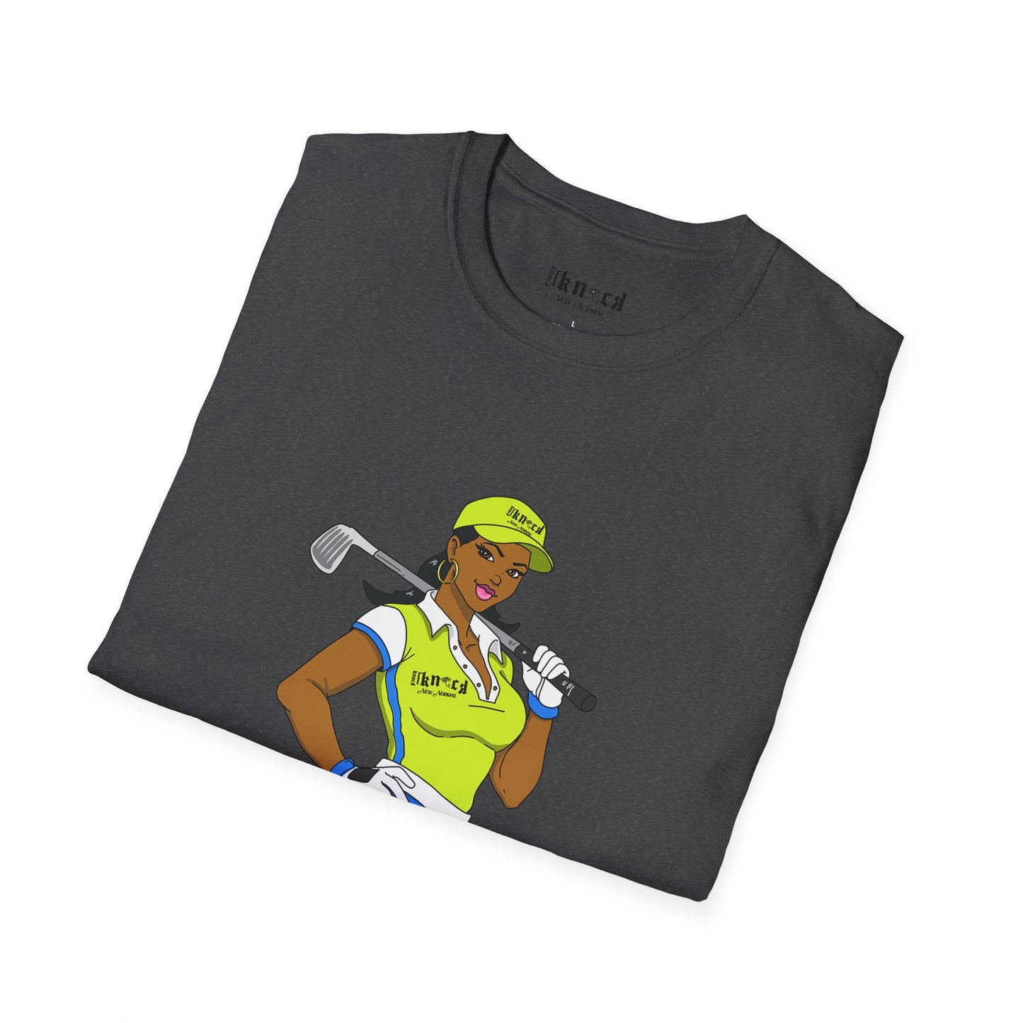 Women’s Golf T‑Shirt – Confident Female Golfer Graphic