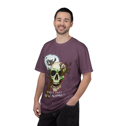 Skull Moon T-Shirt — "Knock Knock New Normal" Graphic Tee