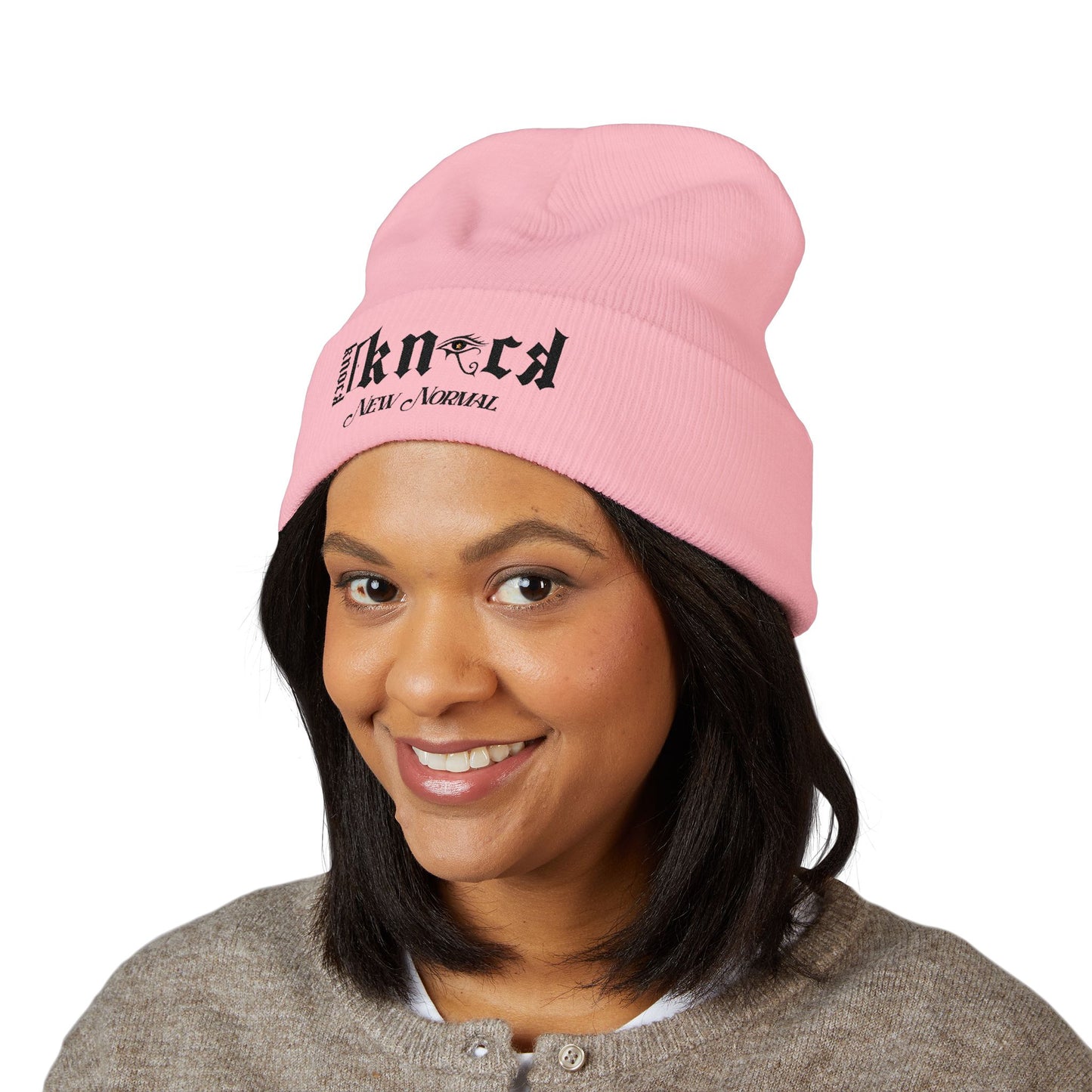 Embroidered 'Kneed New Normal' Cuffed Beanie – Gothic Streetwear Knit Hat