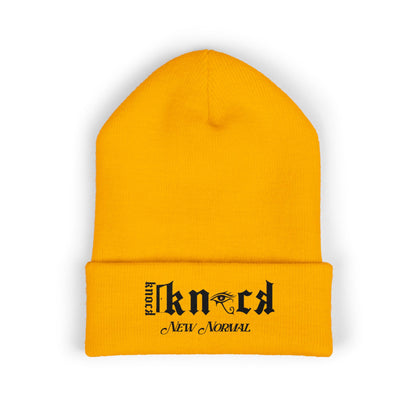 Embroidered 'Kneed New Normal' Cuffed Beanie – Gothic Streetwear Knit Hat