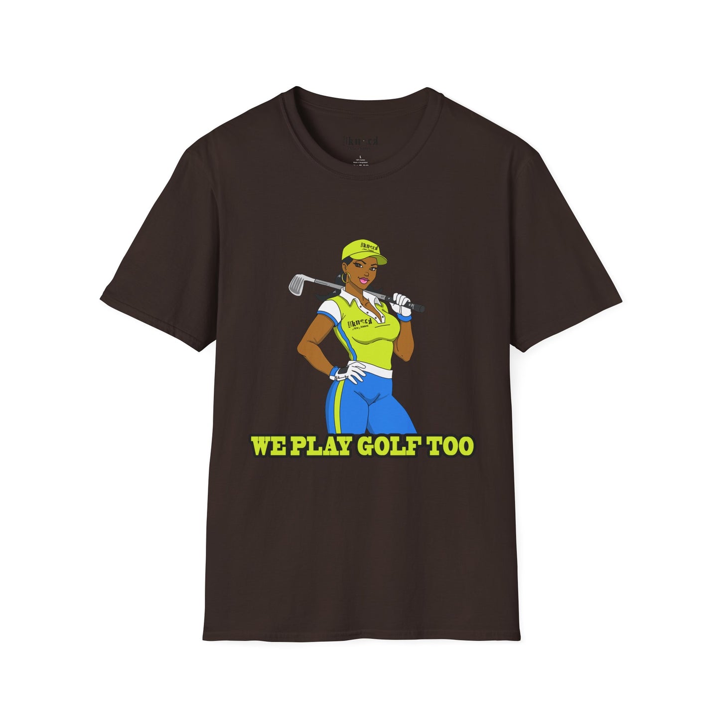 Women’s Golf T‑Shirt – Confident Female Golfer Graphic