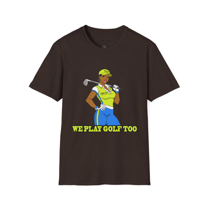 Women’s Golf T‑Shirt – Confident Female Golfer Graphic