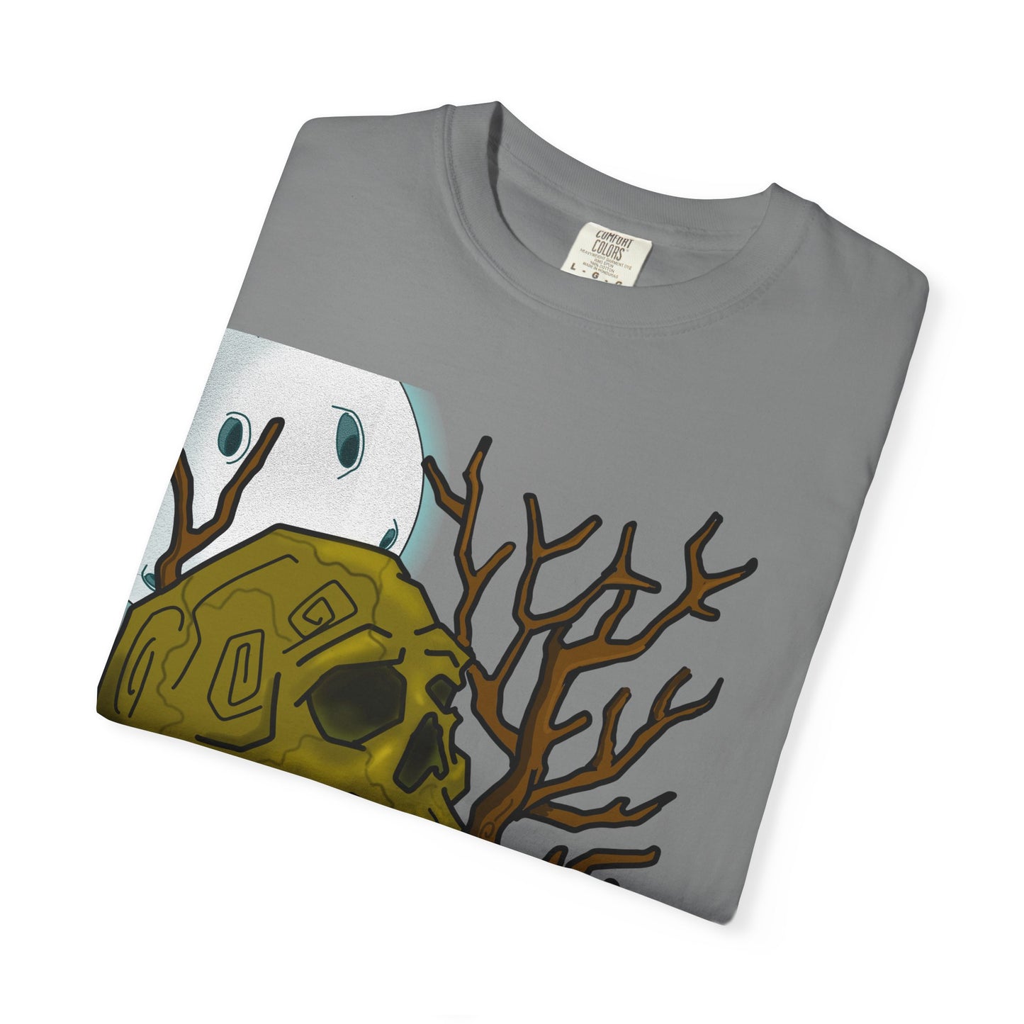Graphic T‑Shirt — 'Knock Knock New Normal' Skull & Tree Illustration