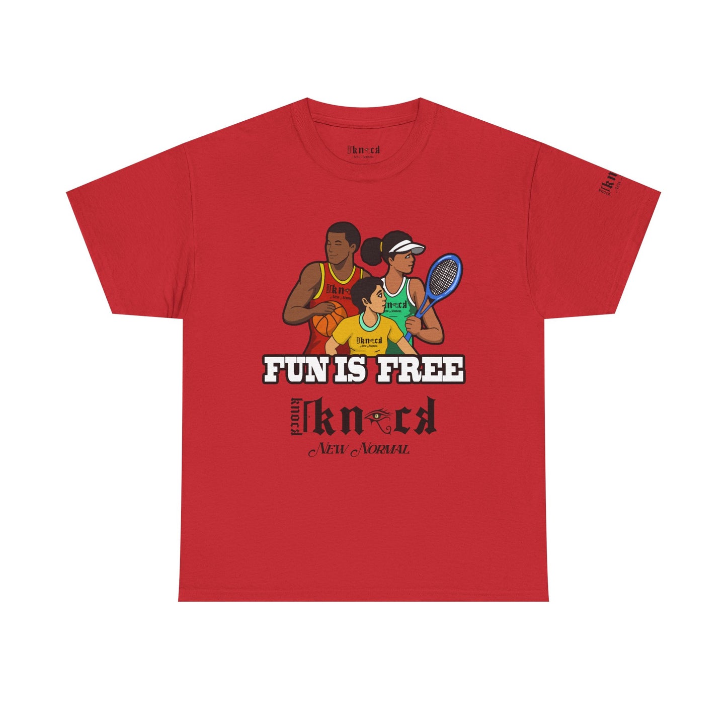 T-Shirt — "Fun Is Free" Sports Graphic Tee (Tennis & Basketball)