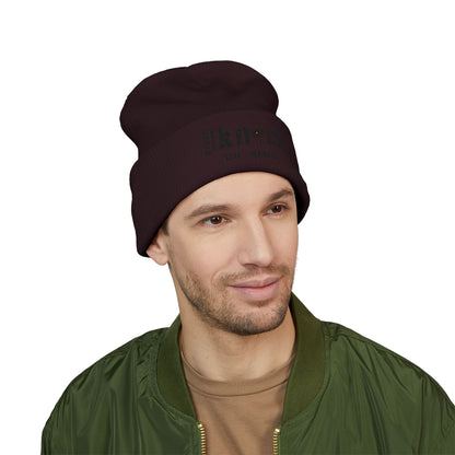Embroidered 'Kneed New Normal' Cuffed Beanie – Gothic Streetwear Knit Hat