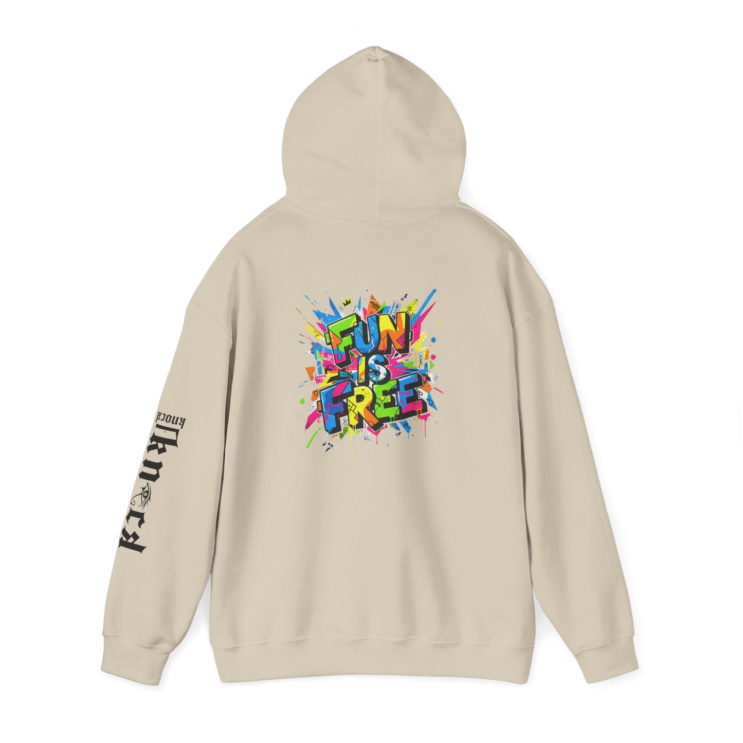 Hoodie - 'Fun Is Free' Color Splash Graphic Hoodie with 'kn?cd' Gothic Logo