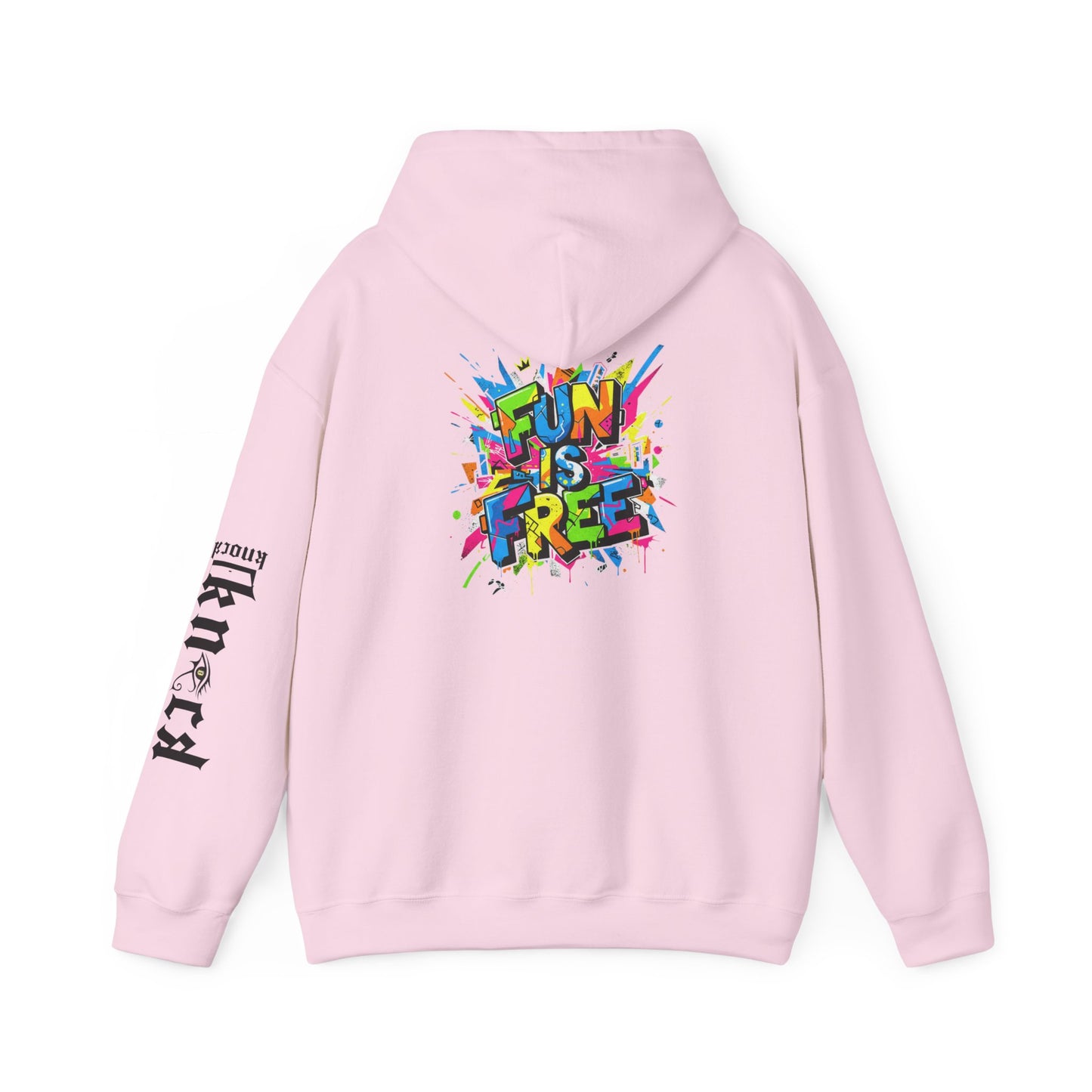 Hoodie - 'Fun Is Free' Color Splash Graphic Hoodie with 'kn?cd' Gothic Logo