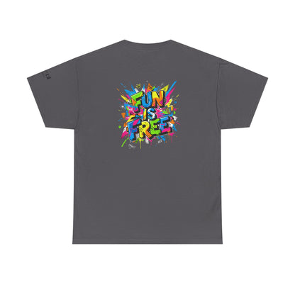 T-Shirt — "Fun Is Free" Sports Graphic Tee (Tennis & Basketball)