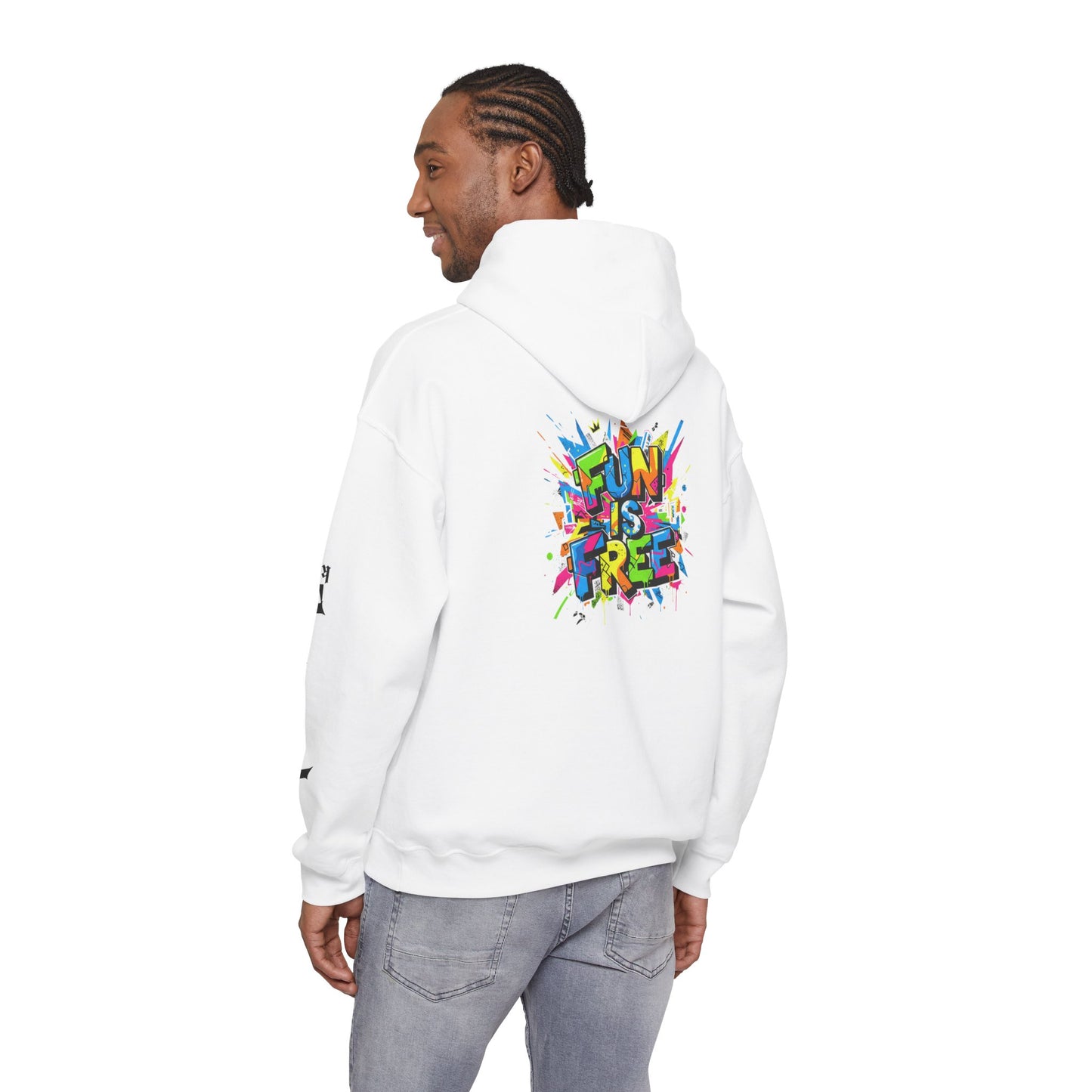 Hoodie - 'Fun Is Free' Color Splash Graphic Hoodie with 'kn?cd' Gothic Logo