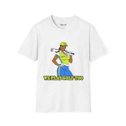 Women’s Golf T‑Shirt – Confident Female Golfer Graphic