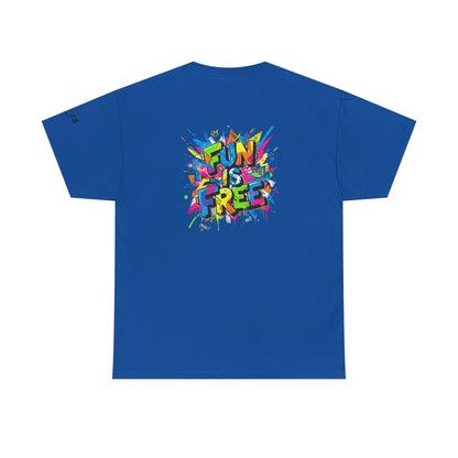 T-Shirt — "Fun Is Free" Sports Graphic Tee (Tennis & Basketball)