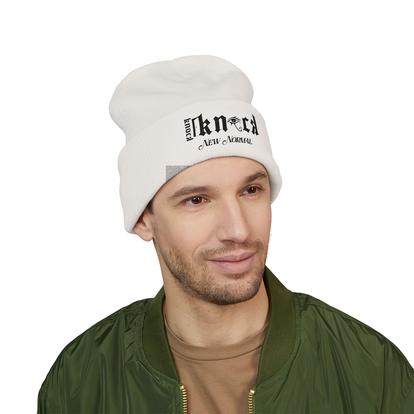 Embroidered 'Kneed New Normal' Cuffed Beanie – Gothic Streetwear Knit Hat