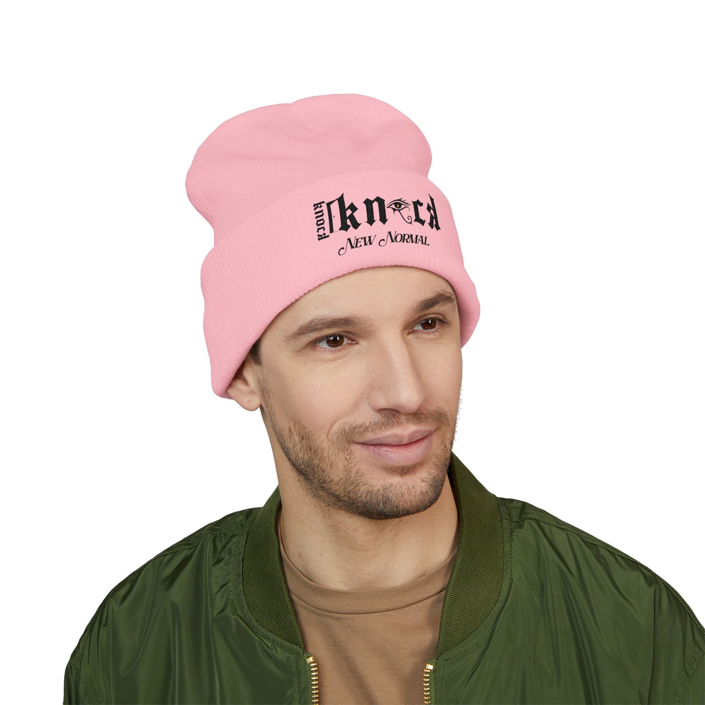 Embroidered 'Kneed New Normal' Cuffed Beanie – Gothic Streetwear Knit Hat