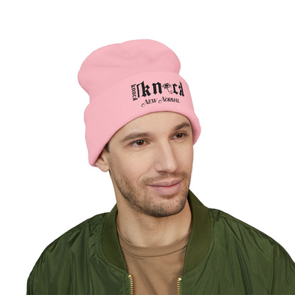 Embroidered 'Kneed New Normal' Cuffed Beanie – Gothic Streetwear Knit Hat