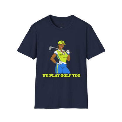 Women’s Golf T‑Shirt – Confident Female Golfer Graphic