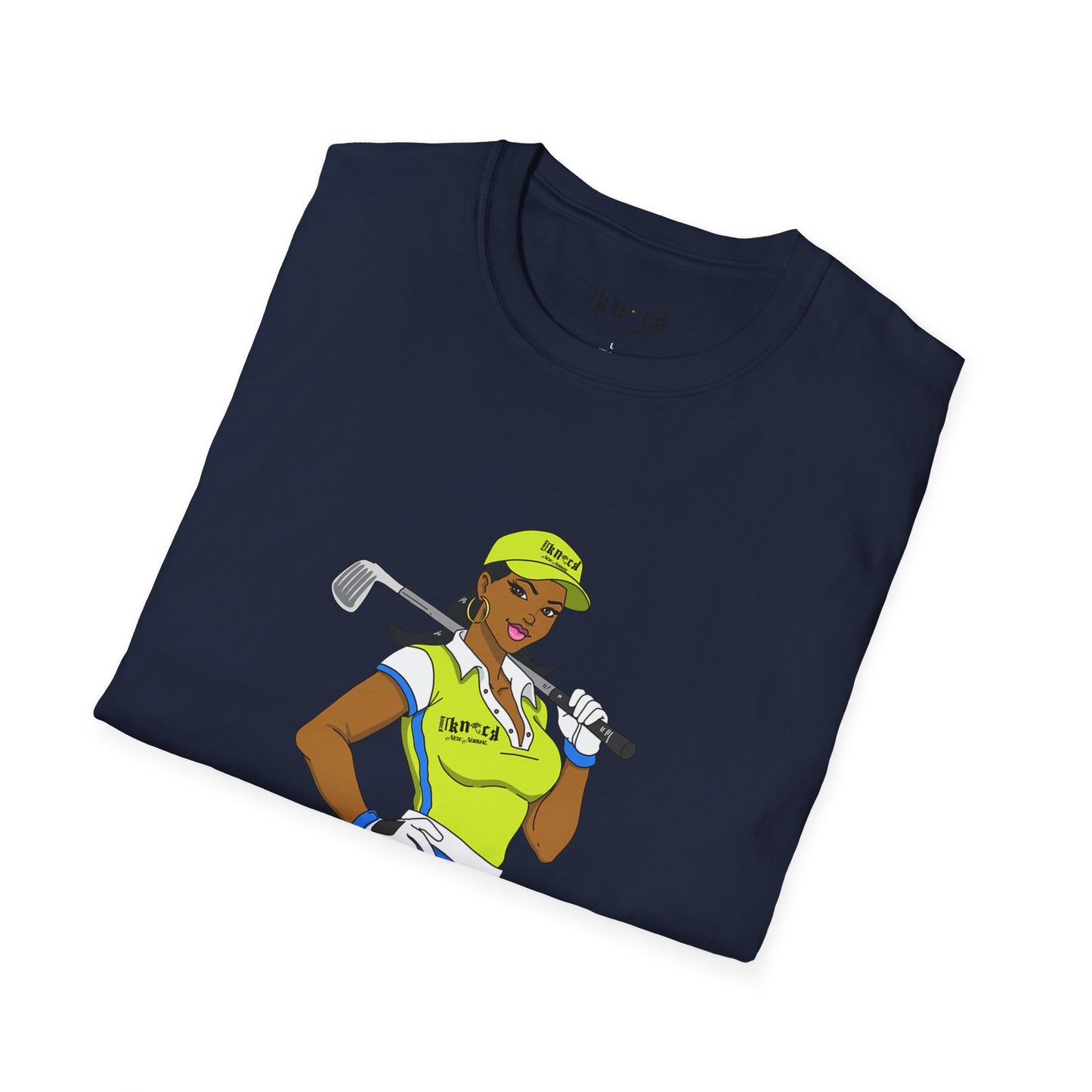 Women’s Golf T‑Shirt – Confident Female Golfer Graphic