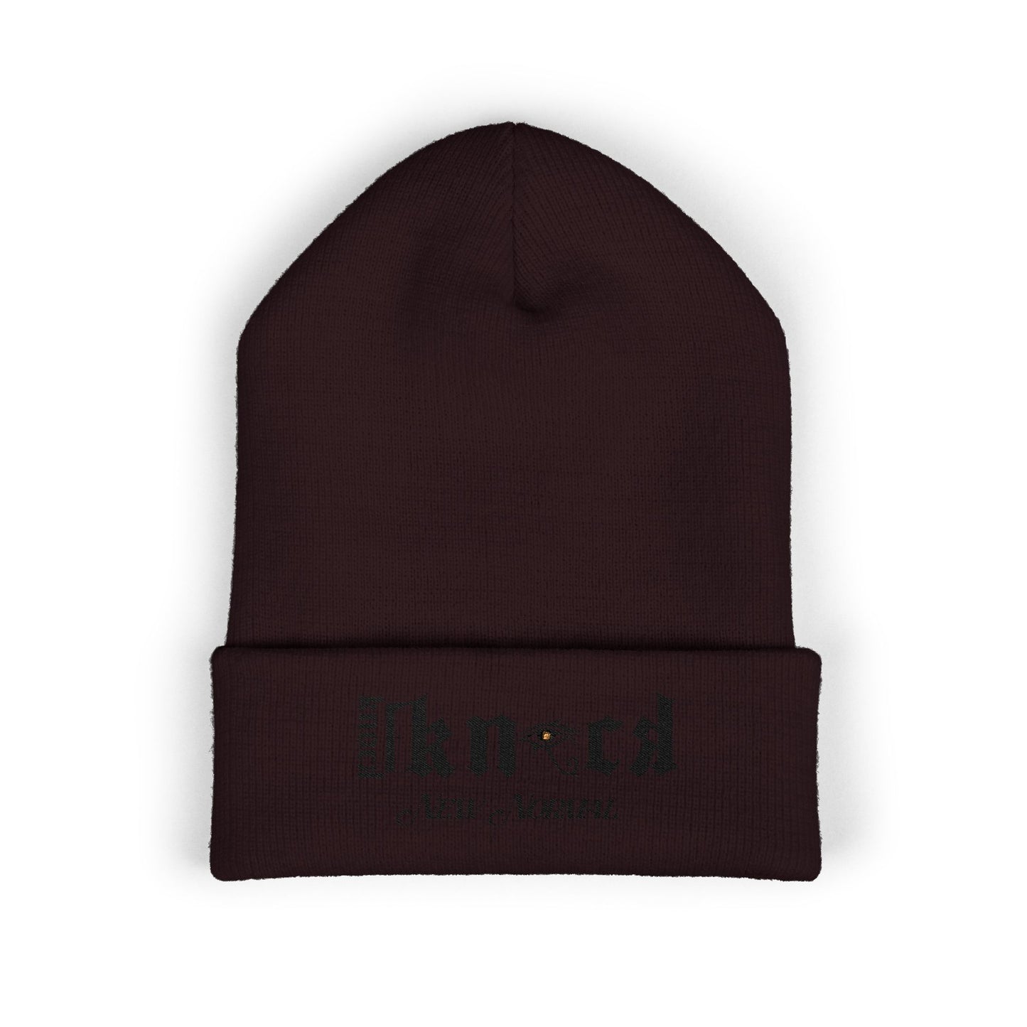 Embroidered 'Kneed New Normal' Cuffed Beanie – Gothic Streetwear Knit Hat