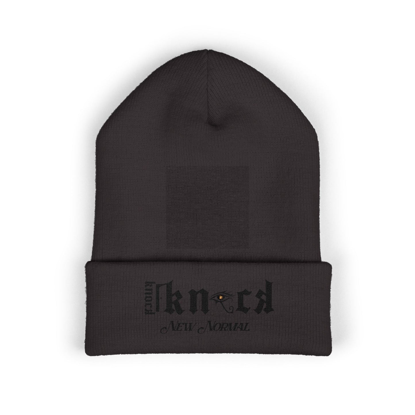 Embroidered 'Kneed New Normal' Cuffed Beanie – Gothic Streetwear Knit Hat