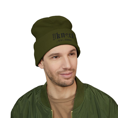 Embroidered 'Kneed New Normal' Cuffed Beanie – Gothic Streetwear Knit Hat