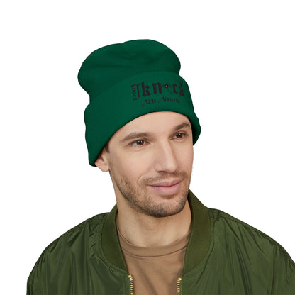 Embroidered 'Kneed New Normal' Cuffed Beanie – Gothic Streetwear Knit Hat