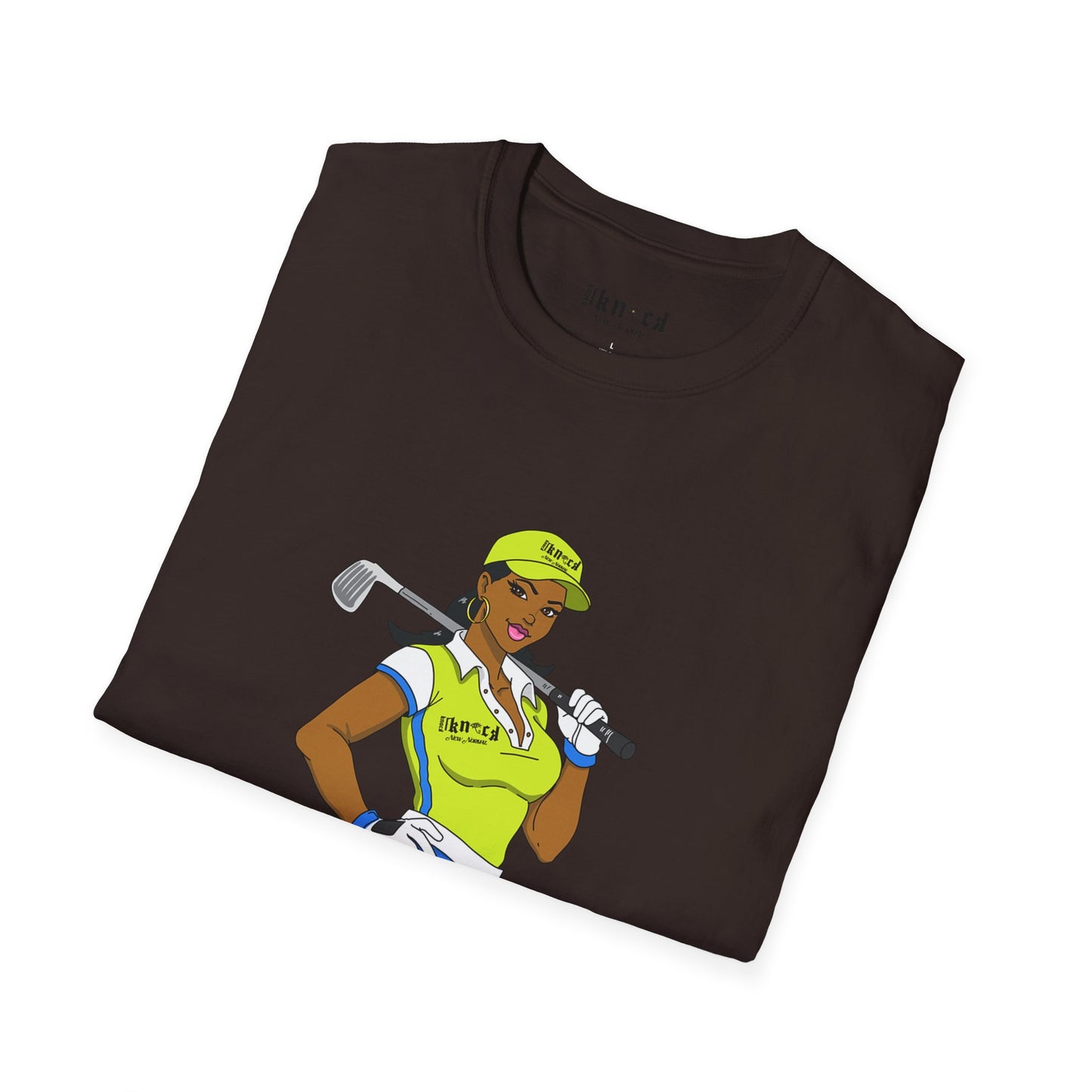 Women’s Golf T‑Shirt – Confident Female Golfer Graphic