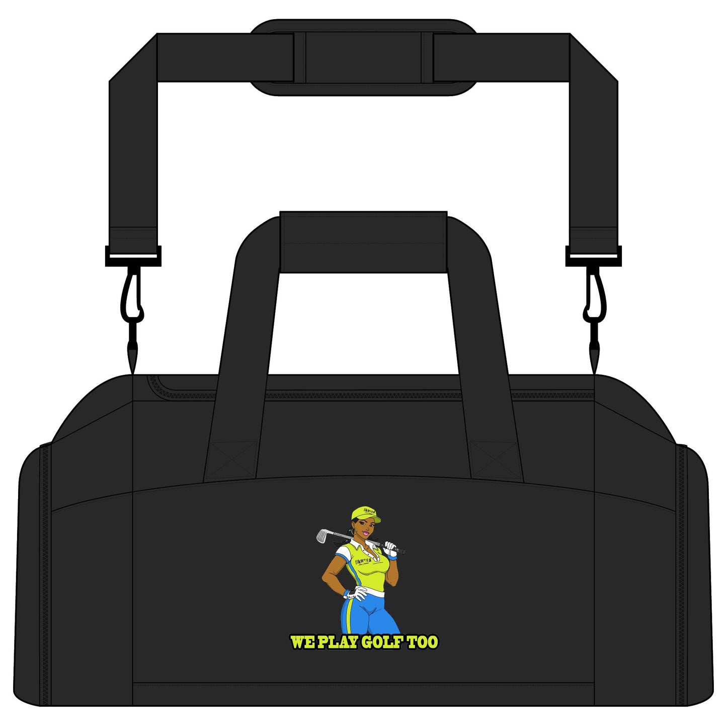 We Play Golf Too Gym Bag — Women’s Golf Duffel with 'We Play Golf Too' Design
