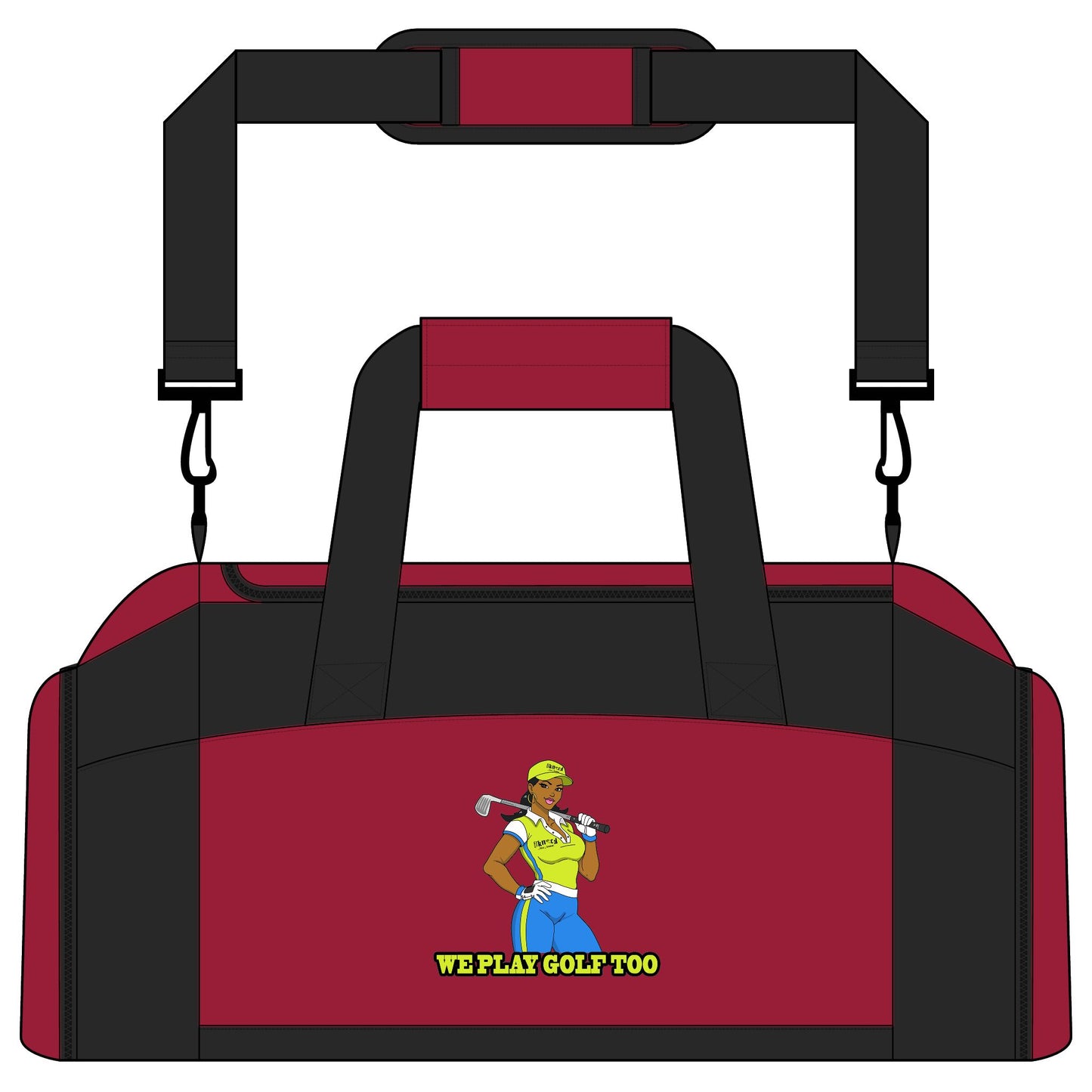 We Play Golf Too Gym Bag — Women’s Golf Duffel with 'We Play Golf Too' Design