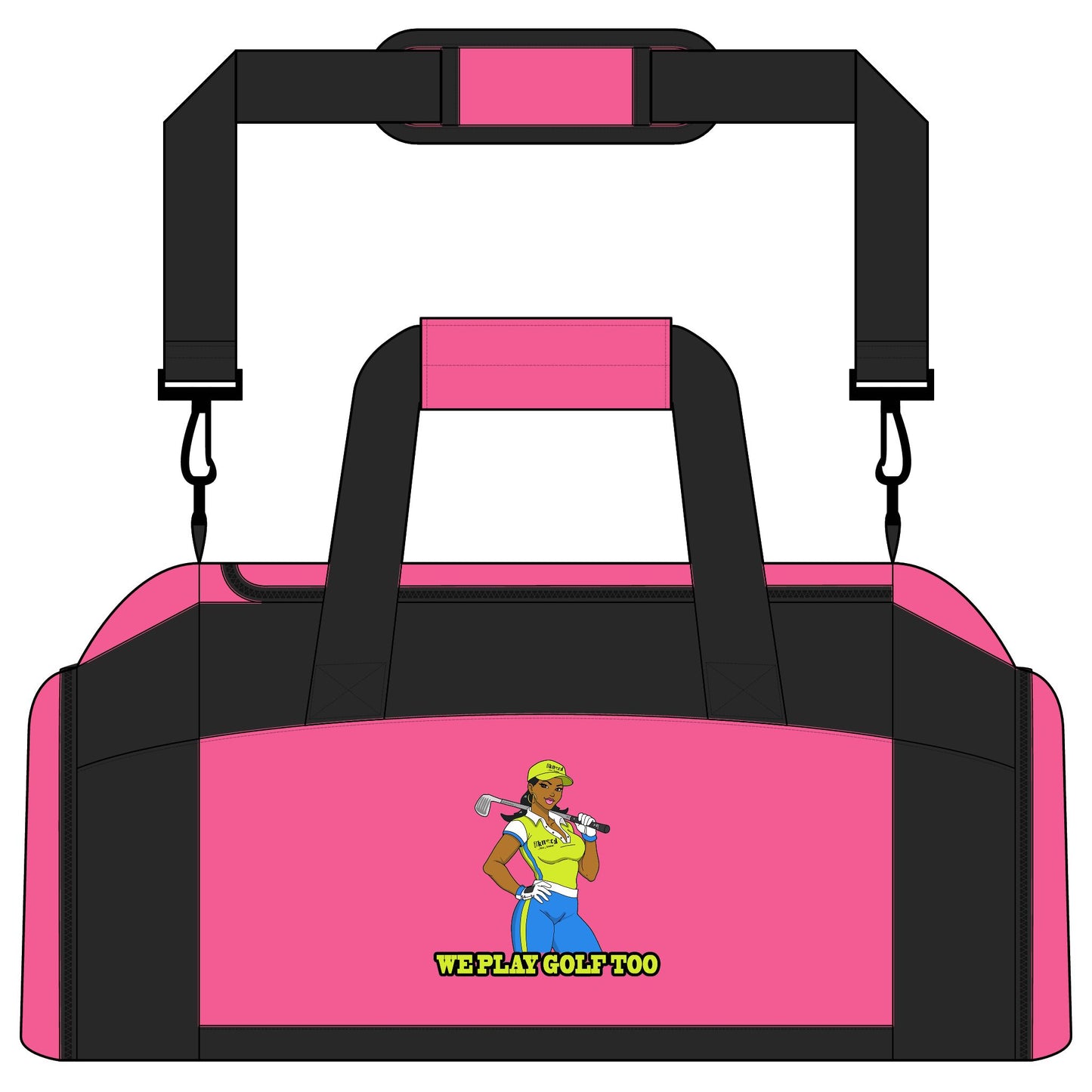 We Play Golf Too Gym Bag — Women’s Golf Duffel with 'We Play Golf Too' Design