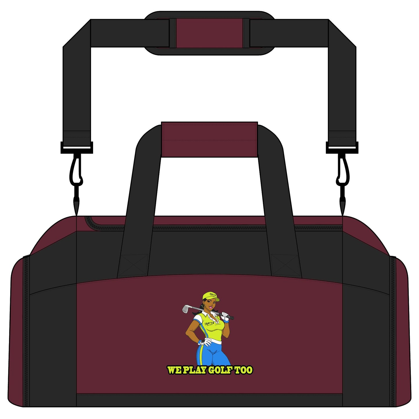 We Play Golf Too Gym Bag — Women’s Golf Duffel with 'We Play Golf Too' Design