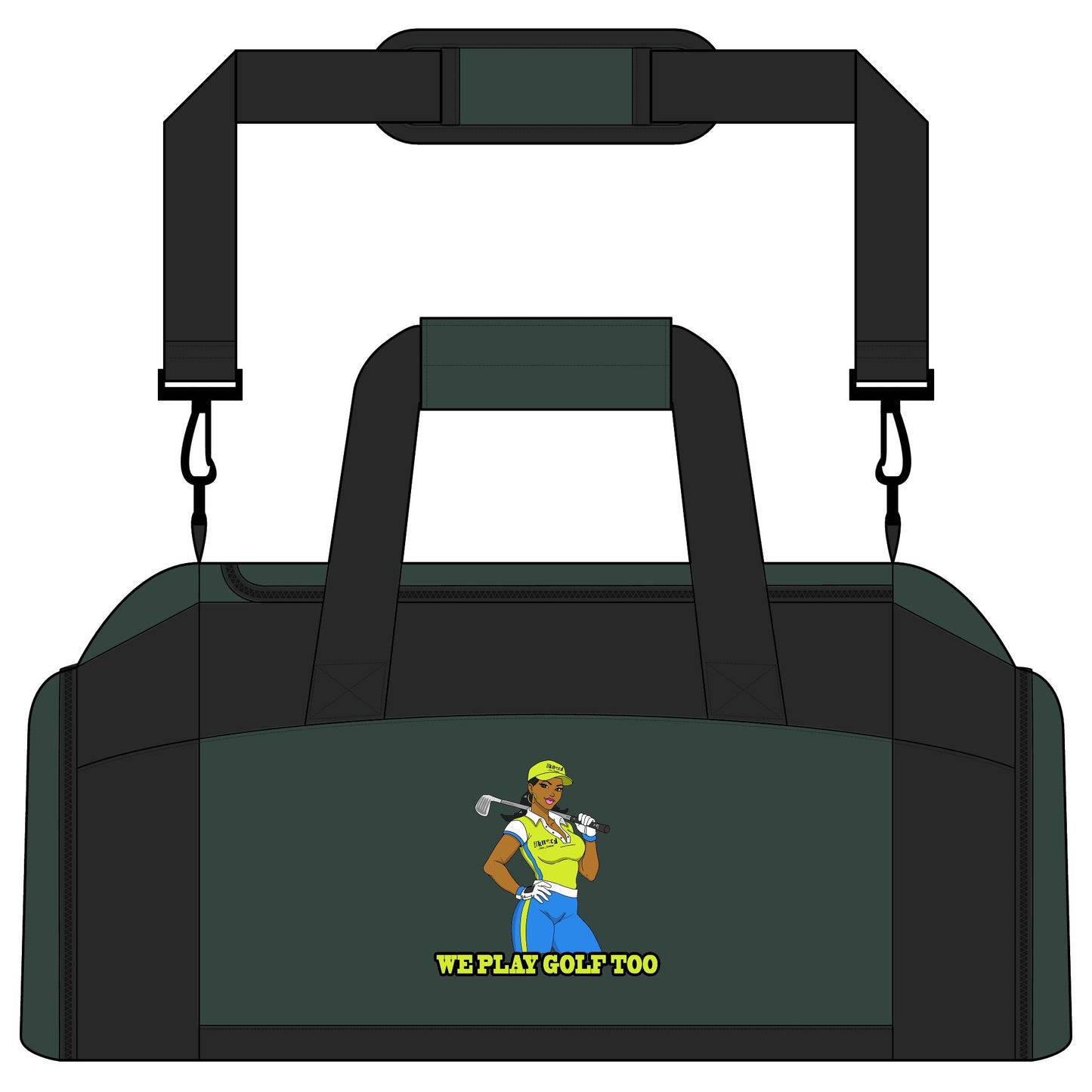 We Play Golf Too Gym Bag — Women’s Golf Duffel with 'We Play Golf Too' Design
