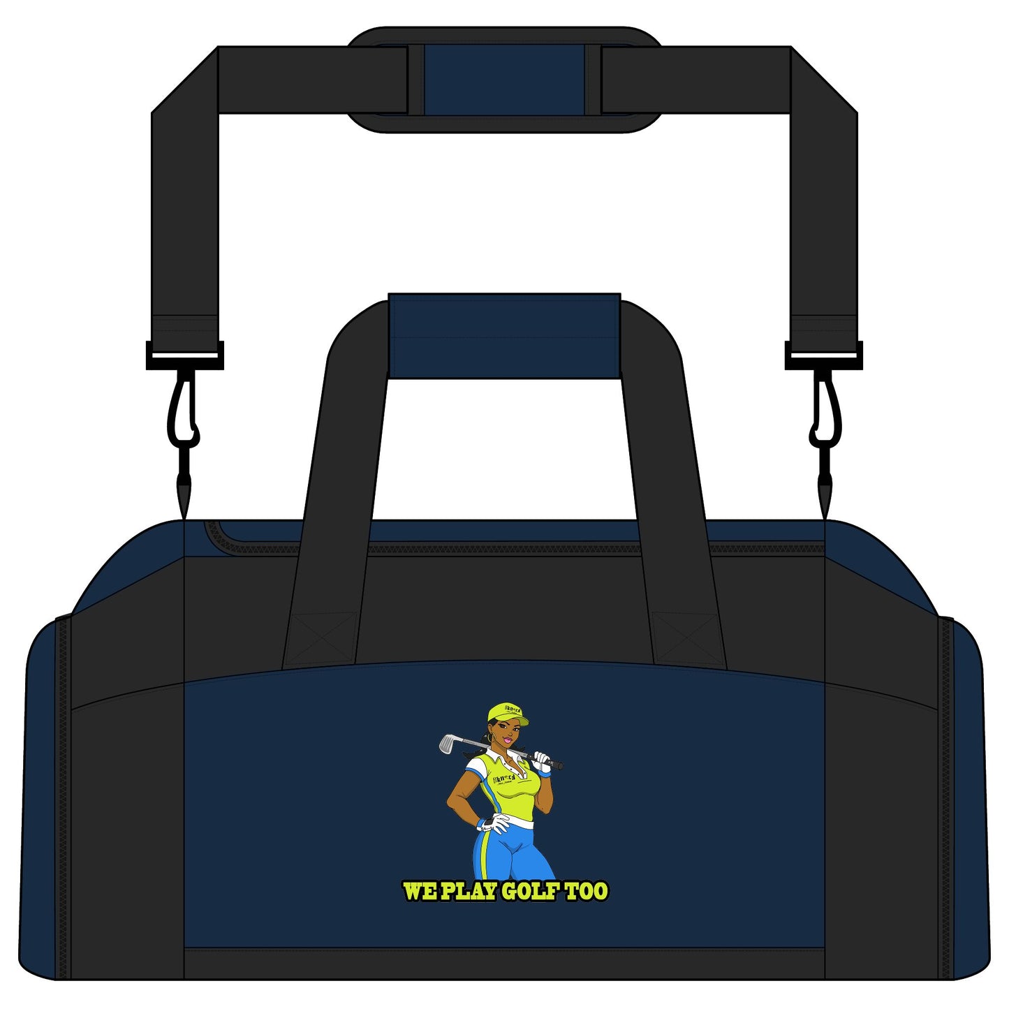 We Play Golf Too Gym Bag — Women’s Golf Duffel with 'We Play Golf Too' Design