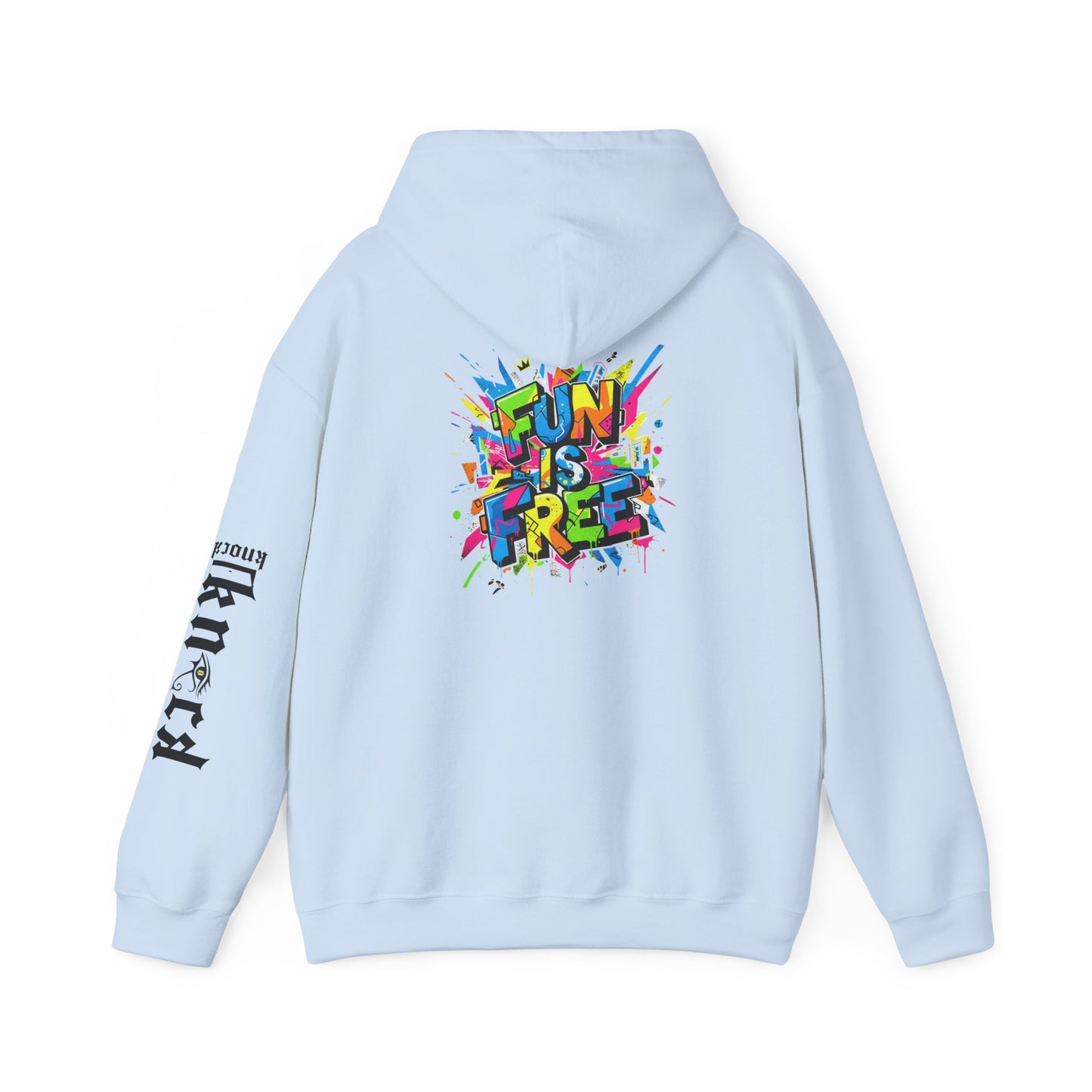 Hoodie - 'Fun Is Free' Color Splash Graphic Hoodie with 'kn?cd' Gothic Logo