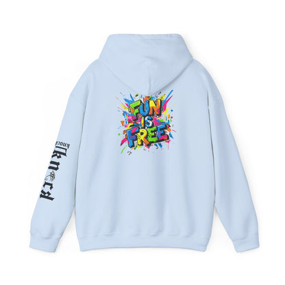 Hoodie - 'Fun Is Free' Color Splash Graphic Hoodie with 'kn?cd' Gothic Logo