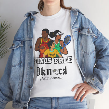 T-Shirt — "Fun Is Free" Sports Graphic Tee (Tennis & Basketball)