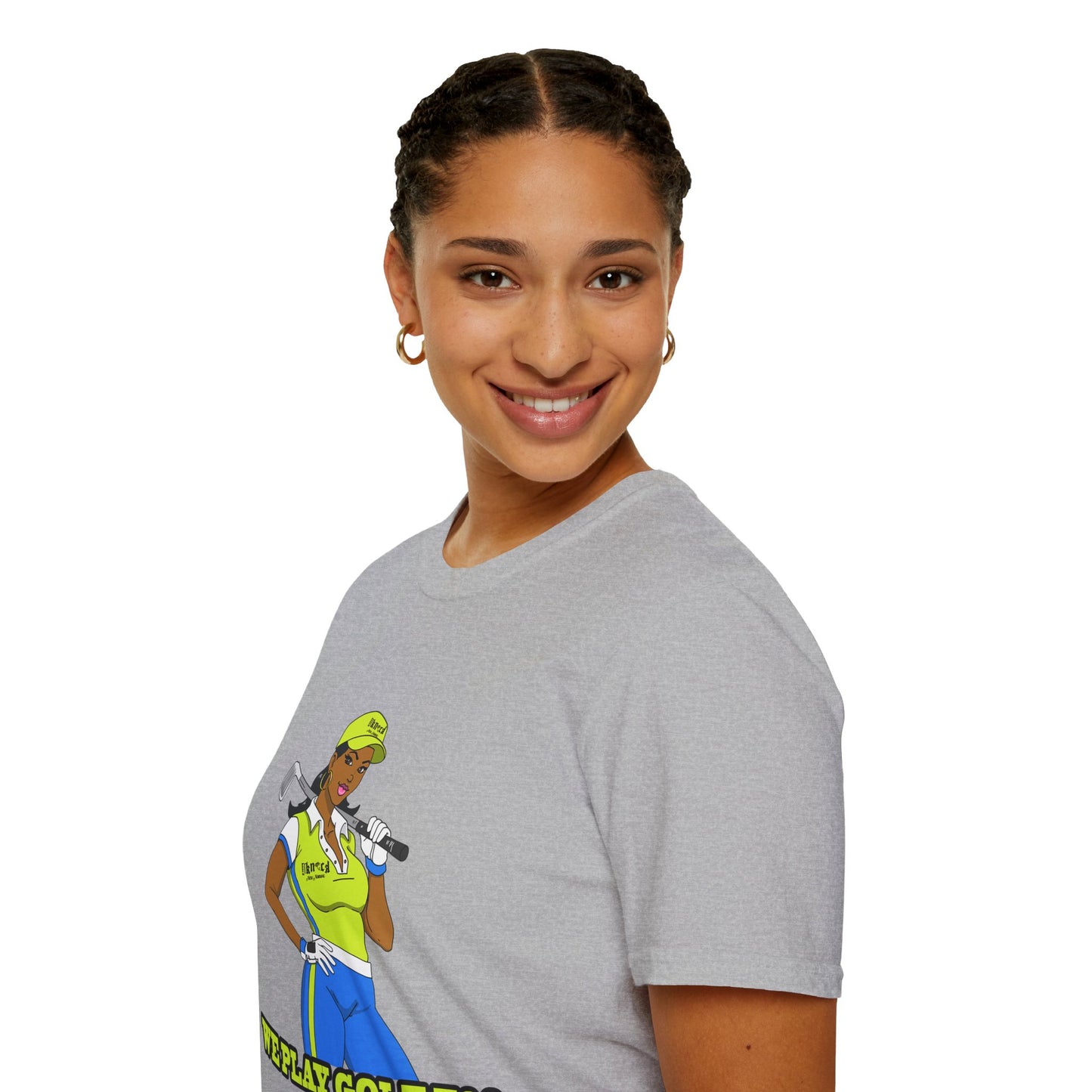 Women’s Golf T‑Shirt – Confident Female Golfer Graphic
