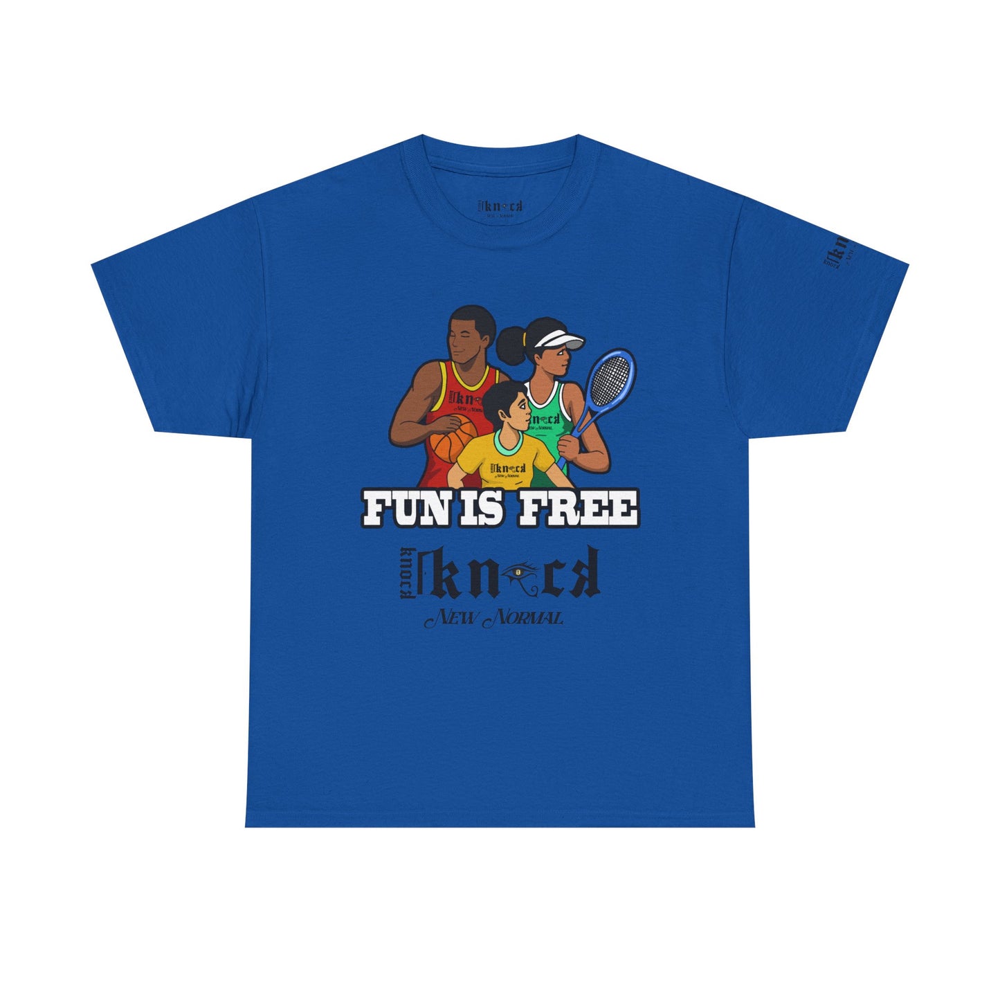 T-Shirt — "Fun Is Free" Sports Graphic Tee (Tennis & Basketball)