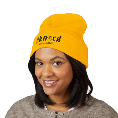 Embroidered 'Kneed New Normal' Cuffed Beanie – Gothic Streetwear Knit Hat